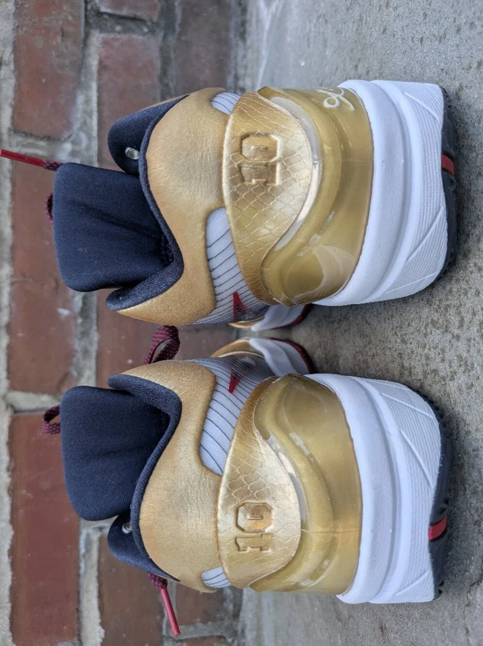 Nike Kobe 4 Protro Men’s Low Top Lace-Up Basketball Sneakers Gold/White Size 6